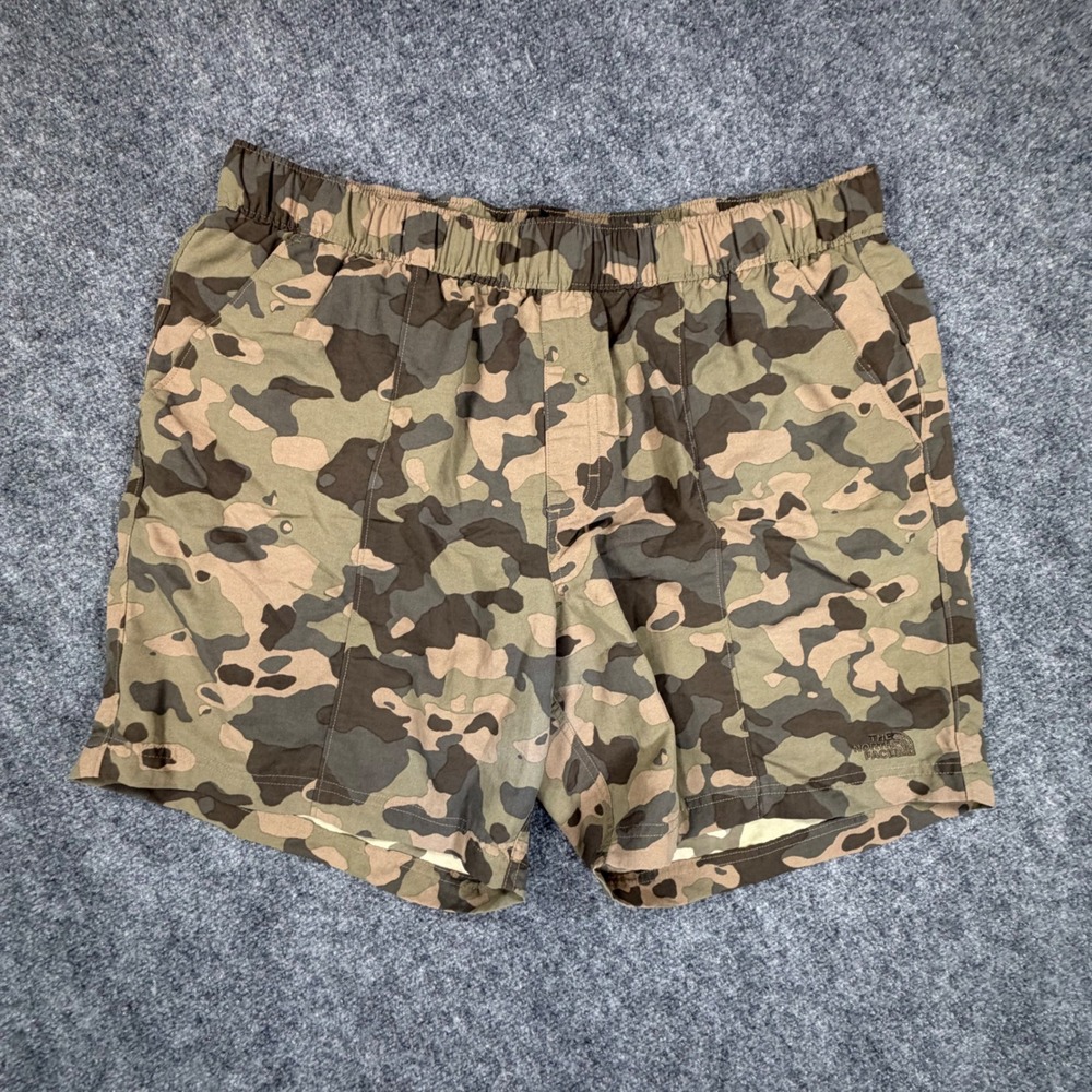 The North Face Mens Class V Camo Water Shorts XL Green Brown Camouflage 0793
